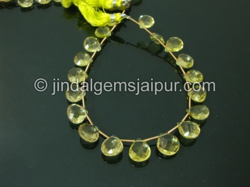 Lemon Quartz Faceted Heart Shape Beads